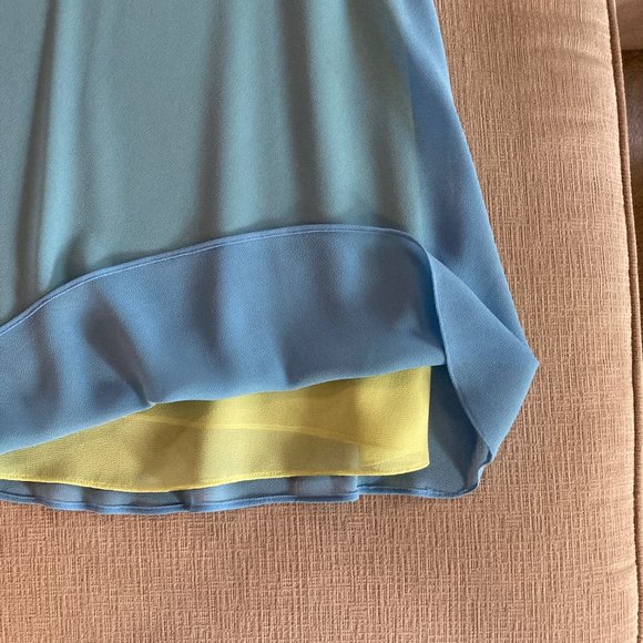 Boutique Geary Roark Kamisato Sleeveless Dress blue/lime green w/scarf - Size 10 - Picture 7 of 13